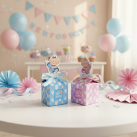 Boîte à dragées pliable rose à motif floral, impression quadricolore, pelliculage brillant pour mariages et anniversaires