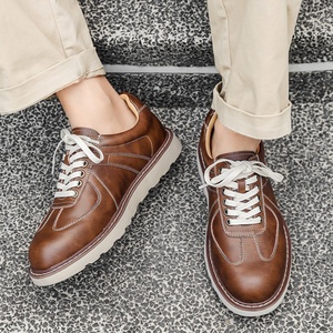 Genuine Leather Men's German Training Shoes Classic Airplane Toe Cowhide Low-<b>top</b> Work Shoes British Retro Sneakers Shoes - Product Image 2
