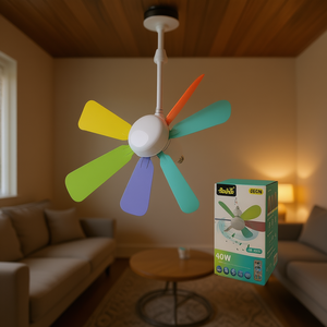 Ventilateur de plafond LED Baihuo 16,5 pouces, 5 pales, télécommande, design moderne avec lumière 2700K blanc chaud doux, montage encastré - Product Image 2