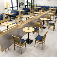 Bancs de stand de restauration rapide canapé café carré café bois restaurant commercial meubles table et chaise ensemble de sièges de stand