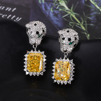 Bijoux fins luxe léopard Design boucles d'oreilles à la mode plein diamant perceuse à haute teneur en carbone pour les mariages fêtes cadeaux Zircon
