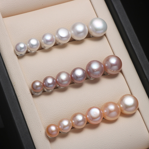 Orecchini a Bottone in Argento 925 con Perle d'Acqua Dolce Naturali 6-10mm - Product Image 3