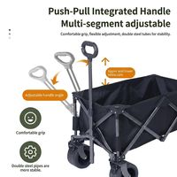 Chariot de camping et de pique-nique compact et pliable avec grande compartiment de rangement interne, panneau de table intégré et poignée de traction ergonomique