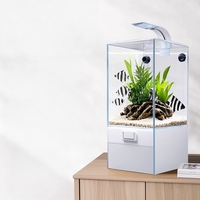 Aquarium intelligent à filtration intégrée et oxygénation, nouveau modèle moderne en verre ultra-transparent pour salon, vente en gros