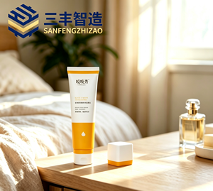 Tube cosmétique en LDPE blanc-jaune imprimé sur mesure avec bouchon à vis pour huile essentielle et nettoyant visage - Product Image 3