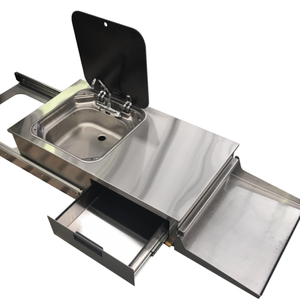 Ecocampor Boîte à outils coulissante personnalisée légère et sécurisée en aluminium, étanche, thermolaquée, avec système de verrouillage en T, pour caravane, avec évier et cuisinières, roulement à billes - Product Image 2