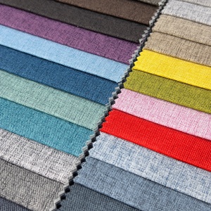 <span class=keywords><strong>Tissu</strong></span> d'ameublement tissé aspect <span class=keywords><strong>lin</strong></span> respirant 100% <span class=keywords><strong>polyester</strong></span> pour canapés, boîtes de rangement, lits pour animaux, housses de coussin, sacs et rideaux - Product Image 1