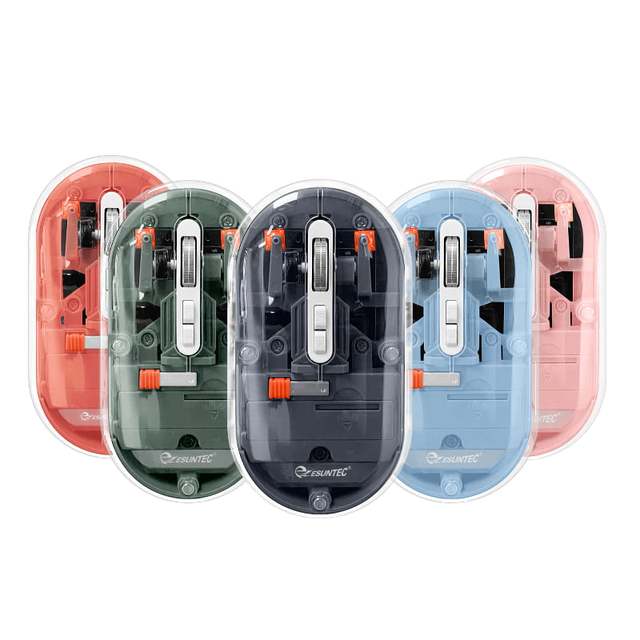 Hot Selling Transparent Mini Portable Office Mouse MW-004T Dual Mode 2.4G & BT Wireless Optical Mouse LED Backlit USB Interface