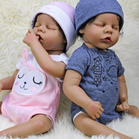Zwillings-Reborn-Babypuppen 46cm 18 Zoll Afroamerikanische Realistische Neugeborenen-Puppe für Tröstung und Pflege als Geschenk