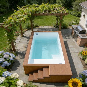 Round Above-Ground <b>Pool</b> with Timber Ladder and Energy-Efficient Integrated <b>Filter</b> and Pump Combo <b>Pool</b> - Product Image 5