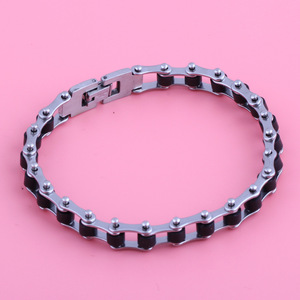 Pulsera de Cadena de Bicicleta para Hombre, Diseño Geométrico de Tornillo, en Silicona Negra y Acero de Titanio, Joyería de Moda - Product Image 3