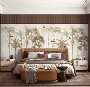 Papier peint imprimé 3d personnalisé Mural <span class=keywords><strong>Jungle</strong></span> Mur Animaux Plante Stickers muraux Mural Peint à la main Botanique <span class=keywords><strong>Arbre</strong></span> Oiseau Papier peint mural - Product Image 2