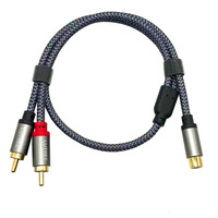 Chapado en Oro 1 RCA hembra a 2 RCA macho Audio estéreo Y adaptador divisor 3M Cable para amplificador de altavoz de coche y cámara