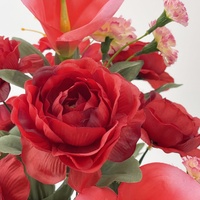 Usine directe rouge multi-têtes bouquet de soie fait à la main noël intérieur extérieur décoration mariage remise des diplômes lavable soie pâques