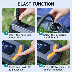 Démarreur d'urgence tout-en-un pour <span class=keywords><strong>voiture</strong></span> et moto <span class=keywords><strong>avec</strong></span> capacité de 10000 mAh, courant de pointe de 4000 A, compresseur d'air, souffleur, lumière de secours SOS - Product Image 5