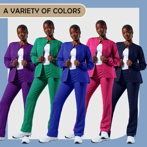 Women's Blue Workwear Suit Long Sleeve Split Set Moisture Wicking Comfortable Uniforms - Product Image 3