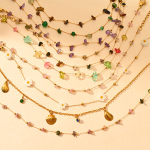 Nova Tornozeleira de Aço Inoxidável Estilo Praia Dourada com Pedras Coloridas, Clássica e Moderna para Uso Externo, Atacado - Product Image 3