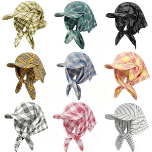 Pañuelo tipo bandana de sarga deportiva con logotipo bordado personalizado, estilo casual, con diseño de tartán y lazo para la barbilla, para béisbol, venta al por mayor - Product Image 2