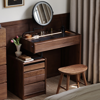 Bureau de maquillage moderne extensible avec miroir réglable, compartiments de rangement cachés et armoire à tiroirs multiples