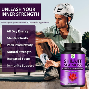 Hot Selling Pure Shilajit Capsules With Black Seed Oil Sea Moss Dietary <b>Supplement</b> Promote Energy and Increase Focus Ability - Product Image 6