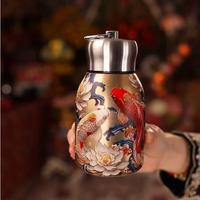 Nuevo Guofeng 316 Acero inoxidable 300ml termo al vacío taza al aire libre portátil anillo bolsillo coche taza impresa regalos de negocios moderno