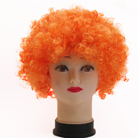 120G pas cher Afro synthétique perruques Football Fans perruque coloré cheveux bouclés fête drôle moelleux cheveux Clown perruque