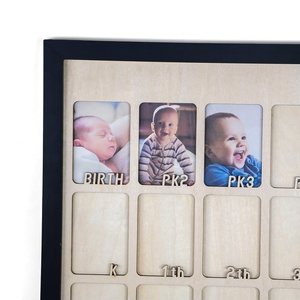 Marco de fotos para bebé recién nacido, ÁLBUM DE REGISTRO DE CRECIMIENTO DE MADERA, marco de señal de 1 año de cumpleaños - Product Image 4
