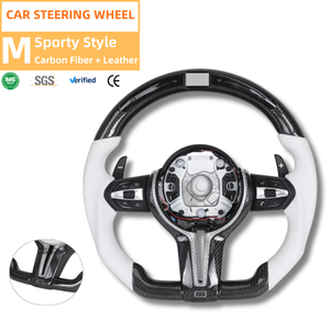 Volant en cuir blanc avec affichage LED SOON TODA en fibre de carbone pour <span class=keywords><strong>BMW</strong></span> F10 F16 F20 F30 F31 F32 M3 F80 M4 F82 M2 F87 E88 E90 E92 - Product Image 1