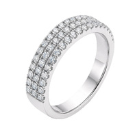 Cincin Tumpuk Mewah Berlapis Emas 18K Tiga Baris Micro Pav Moissanite Perak Sterling S925 Setengah Eternity Cocok untuk Pernikahan