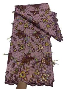 Tissu en dentelle africaine respirant brodé à pois uni tricoté pour vêtements, sacs et accessoires féminins, idéal pour les mariages et les fêtes - Grande Vente - Product Image 3