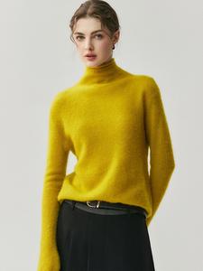 カシミアマルベリーシルクハイネックカシミヤセーター女性用ソフト長袖ニットセーター - Product Image 5