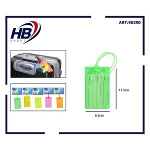 Étiquette de bagage en plastique fluorescent 6,5x11,5 cm avec sangle pratique pour l'identification en voyage - Product Image 3