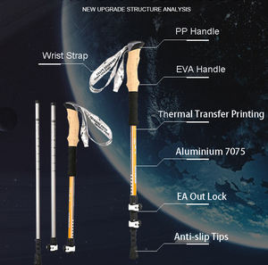 Bâtons <span class=keywords><strong>de</strong></span> trekking légers en <span class=keywords><strong>aluminium</strong></span> 7075 avec bâtons <span class=keywords><strong>de</strong></span> marche Flip Lock pour la <span class=keywords><strong>randonnée</strong></span> avec EVA <span class=keywords><strong>ou</strong></span> poignée en bois <span class=keywords><strong>de</strong></span> hêtre - Product Image 3