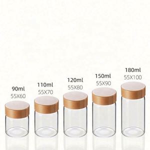 Contenedor de Almacenamiento de Alimentos Hermético de Vidrio Borosilicato de Alta Calidad al por Mayor con Tapa de Bambú y Cubierta, Capacidad de 201-300 ml, Ecológico - Product Image 3