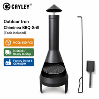Cheminée verticale extérieure à bois avec cheminée, poêle de chauffage pour patio à double usage