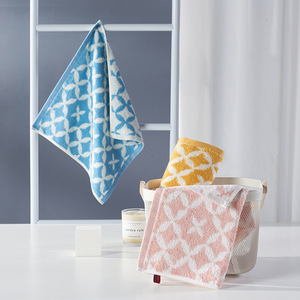 Serviette de bain carrée en coton pur jacquard, 34x34 cm, motif géométrique, absorbante, douce, pour usage domestique, pour hommes et femmes - Product Image 1