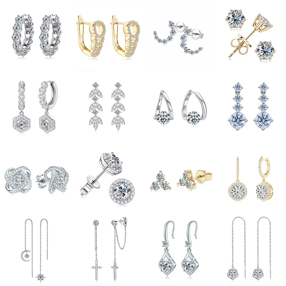 2024 nouveau Design Moissanite diamant boucles d'oreilles 925 en argent Sterling boucle d'oreille Moissanite déclaration boucles d'oreilles pour les femmes