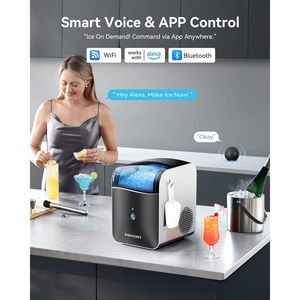 Machine à glaçons EUHOMY Smart Nugget, production quotidienne de 40 lb, commande par application, machine à glaçons en forme de galets pour comptoir, prête en 7 minutes - Product Image 4