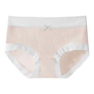 Ropa interior hipster de encaje sólido 7A para mujer y niña, de algodón y seda de morera, antibacteriana, de tiro medio, con entrepierna alargada y bordada, al por mayor - Product Image 6