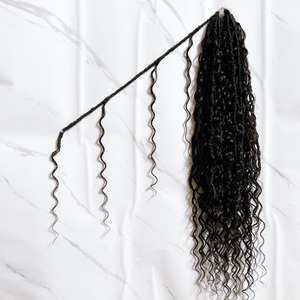 <span class=keywords><strong>Dreadlocks</strong></span> au crochet pré-bouclées noires naturelles souples de 22 à 26 pouces, tresses bohèmes avec boucles de cheveux humains - Product Image 4