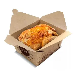 Коробка из крафт-бумаги для упаковки еды, салата, фаст-фуда, для выноса жареной курицы, для коробки