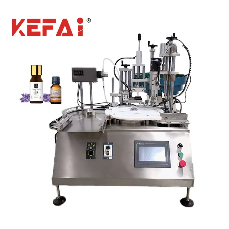 KEFAI Benchtop Tiny Essential Oil Automatic Vial Filling Screw Capping Labeling Machine