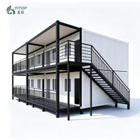 YITOP Maison Conteneur Préfabriquée Extensible à 2 Étages, Modulaire Démontable, Moderne, Étanche, Luxe, Hôtel, Villa 2-3 Chambres, 20-40 Pieds