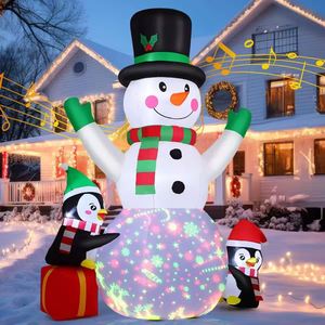 Jouets gonflables de Noël personnalisés de 8 pieds, très demandés en usine - Bonhomme de neige avec musique intégrée et lumières LED rotatives - Pour enfant - Product Image 1