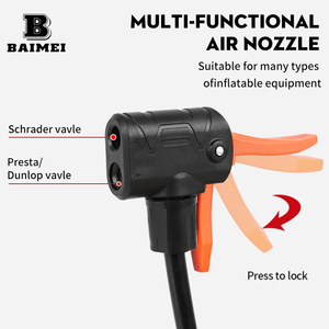Pompe à pied manuelle portable BAIMEI haute pression en <span class=keywords><strong>acier</strong></span> pour pneus de voiture, moto et vélo 120 PSI - Product Image 2