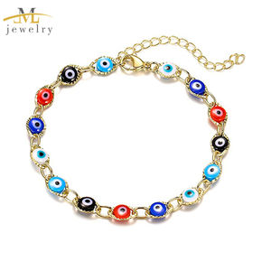 JML Hot Sale 14 Karat vergoldet versilbert Türkisch Evil Eyes Fußkettchen Perlen Armband für Mädchen Vintage Schmuck Oro Laminado Mujer Brazalete - Product Image 5
