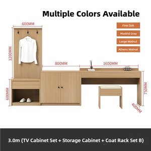 Mueble de TV Moderno de Madera para Hotel con Panel Colgante para Almacenamiento en Dormitorios de Apartamentos y Hostales - Product Image 4