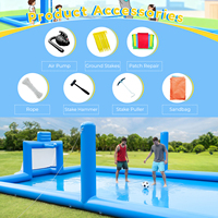Terrain de sport gonflable 3-en-1 en PVC durable : football, basketball et volley-ball avec filet