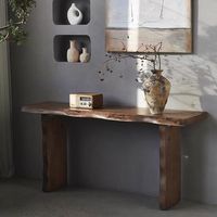 Table console en bois massif style Wabi-sabi, bord brut, table de canapé vintage vieillie pour entrée et salon