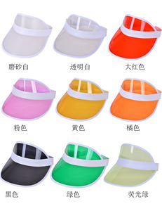 Vente en gros de visières solaires rétro colorées en PVC plastique, visières transparentes néon claires pour les fêtes des années 80 et 90, la plage, le tennis, les sports de plein air - Product Image 6